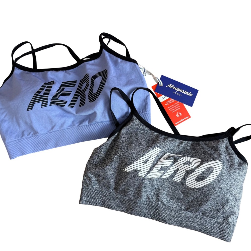 Aeropostale Blue and Gray Sports Bras